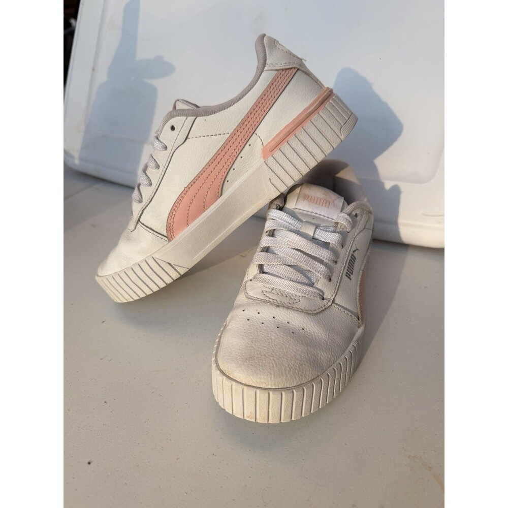 Puma Pink White Feminine Big Kids 4 Sneakers